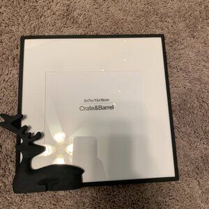 Crate and Barrel 5x7 Zinc Holiday Reindeer Picture Frame